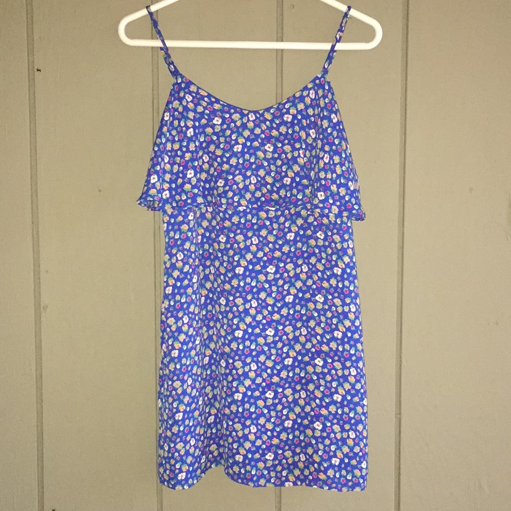 Forever 21 Blue Micro Floral Ruffle Mini Dress Cottagecore Sundress